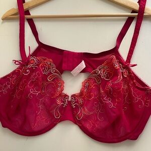 Cacique Vibrant Pink Embroidered Bra